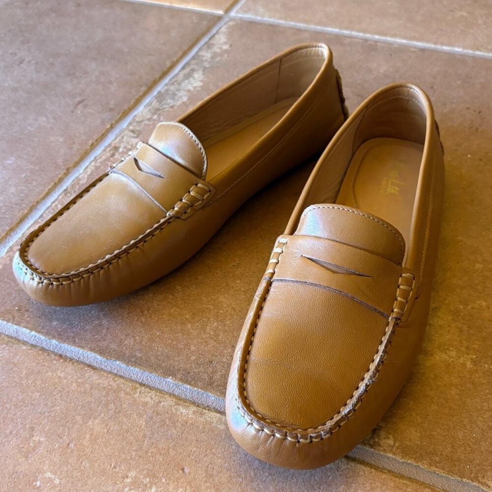 Flag Ltd. "Napa Glove" Tan Penny Loafers / Driving Mocs Classic Comfort size 11